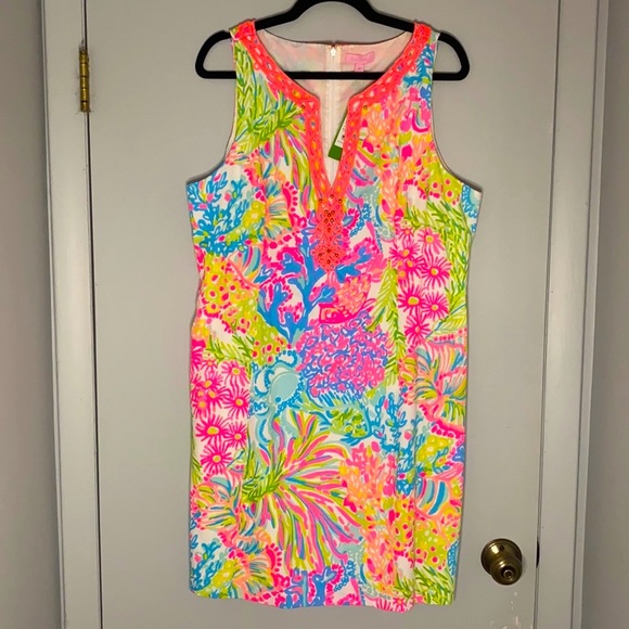 NWT Lilly Pulitzer Ryder Shift Lovers Coral Sz 16